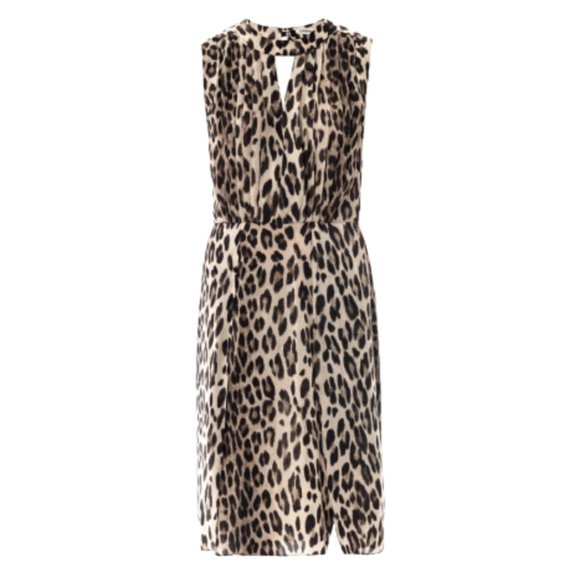 L'Agence Leopard Print Mini Dress Womens 2 Sleeveless Brown Black Crew Neck Silk - Picture 10 of 10